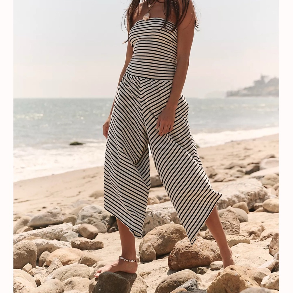 Free People - worn once!!
Striped Black and White Jumpsuit